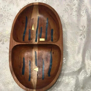 Anthropologie wooden divided serving bowl